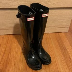 Hunter Original Tall Black Gloss Wellington Wellies Rain Boots 7